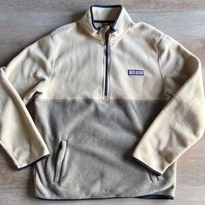 Vineyard Vines Men's Large Beige and Taupe Fleece Quarter Zip NWOT